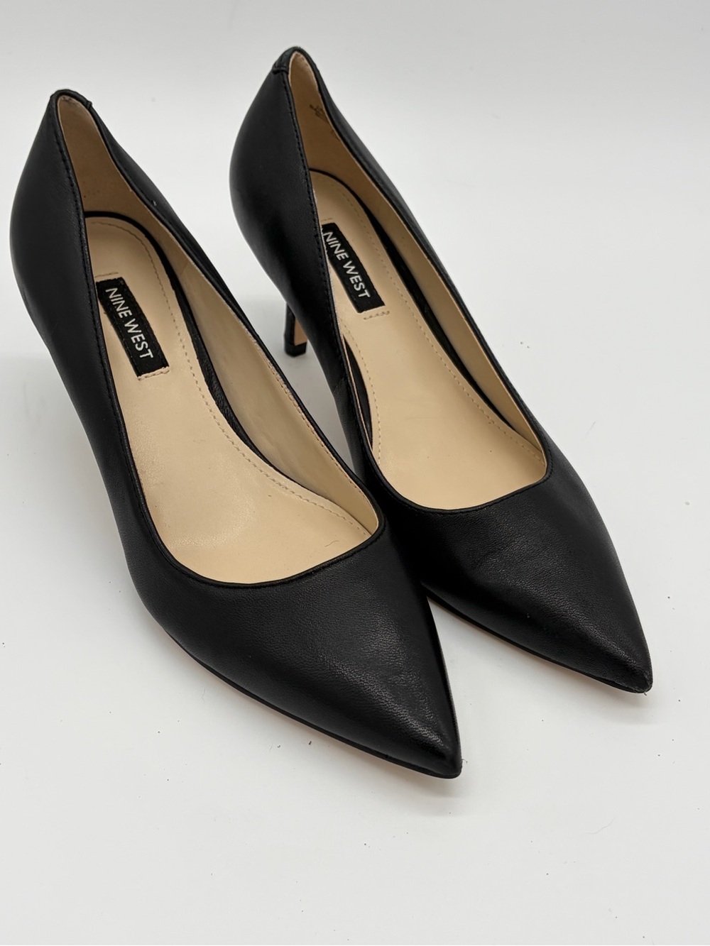 Nine West Black Pointed-Toe Leather Pumps